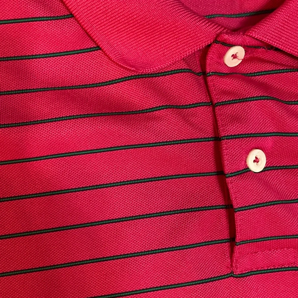 RLX Ralph Lauren Pink polo with small green stripes men’s large